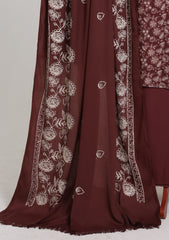 Winter - Riwaj - Printed Cotray Suit - Wool Shawl - D#12 - CH Brown