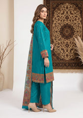 Winter - Fancy Silk Zari Jamawar - 3 Pcs Suit - D#05 - Zink