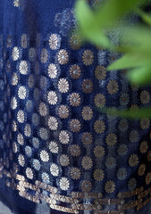 Formals - Fancy Closet - 2 pcs Suit - Satin Silk Jamawar D#04 N Blue