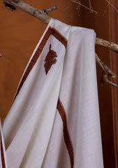 Pashmina Embroidered Border Shawl D#01 - White 2