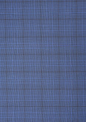 Scabal Super 100's Heroic Check Wool Suiting - Blue