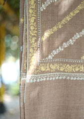 Pashmina Kashmiri Jaaldar Shawl D - 30 - L Brown