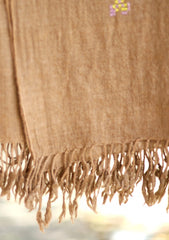 Pashmina Wool Needle Work Shawl D - 12 - Brown
