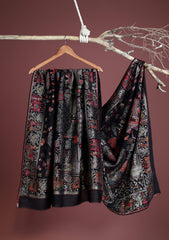 Pashmina Zari Jamawar Shawl D - 28 - Black