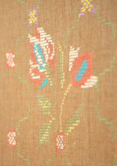 Pashmina Wool Needle Work Shawl D - 12 - Brown