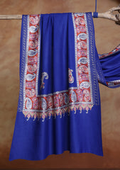 Pashmina Ari Work Jaaldar Scarf D#12 - R Blue