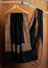 Pashmina Kashmiri Border Shawl D#131 - Black