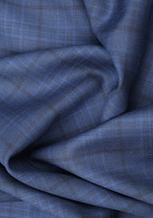 Scabal Super 100's Heroic Check Wool Suiting - Blue