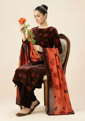 Winter - Riwaj - Velvet Suit - Printed Edit - D#04 - Orange