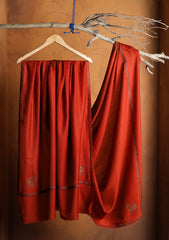 Pashmina Embroidered Border Shawl D#216 - Rust