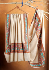 Pashmina Embroidered Border Shawl D#227 - Skin