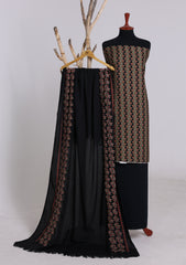 Winter - Riwaj - Printed Cotray Suit - Wool Shawl - D#13 - Black