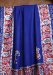Pashmina Ari Work Jaaldar Scarf D#12 - R Blue