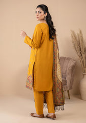 Winter - Fancy Silk Zari Jamawar - 3 Pcs Suit - D#12 - Mustard