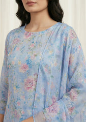 Lawn - Rubaaiyat - Digital Printed 26 - 2 By 2 - D#27 - Sky Blue