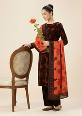 Winter - Riwaj - Velvet Suit - Printed Edit - D#04 - Orange