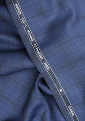 Scabal Super 100's Heroic Check Wool Suiting - Blue