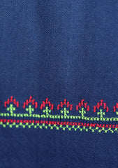 Pashmina Wool Needle Work Shawl D - 25 - N Blue
