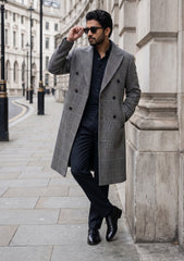 Tweed Selvage Check Woollen Fabric - F Grey