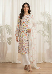 Lawn - Rubaaiyat - Chikankari 26 - Chiffon Dupatta - D#15 - Fawn