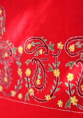 Pashmina Wool Needle Work Shawl D - 21 - Red