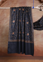 Pashmina Kashmiri Jaaldar Scarf D#34 - Black