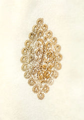Embroidered Wool Shawl D - 56 - Off White