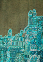 Pashmina Kaani Zari Shawl D - 07 - Green