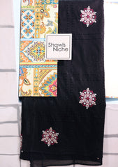 Embroidered Lawn Summer Shawl D#32 - Black