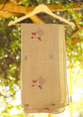 Wool Embroidered Shawl D - 22 - Brown