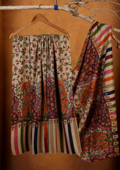 Pashmina Qalamkari Needle Work Shawl D#08 - Multi 1