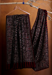 Pashmina Jamawar Ari Work Shawl D#01 - R Black