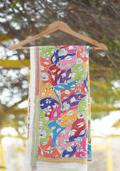 Wool Needle Work Shawl D - 46H - OFF WHITE