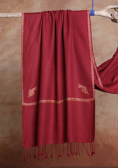 Pashmina Kashmiri Border Scarf D#26 - Maroon