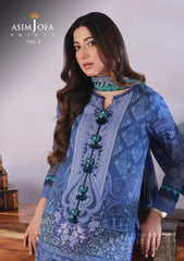 Lawn Collection - Asim Jofa - Basic - Print - 2 Pcs - AJBP#49