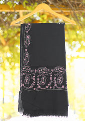 Wool Needle Work Shawl D - 56 - Black