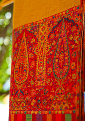 Pashmina Jamawar Work Shawl D - 01 - Mustrd