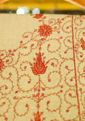 Pashmina Kashmiri Work Shawl D - 02 - Mustard