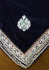Winter Collection - Kashmiri Tanka - Velvet Shawl With Tilla Border - Work 1
