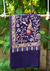 Pashmina Ari Work Shawl D - 190 - N Blue