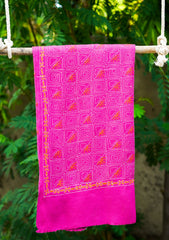 Needle Work Wool Shawl D - 73 - Magenta