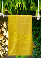 Pashmina Ari Work Shawl D - 199 - L Mehndi