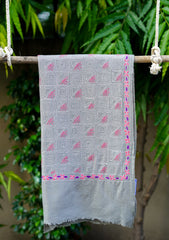 Needle Work Wool Shawl D - 72 - Grey