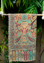 Pashmina Kaani Jamawar Shawl D - 146 - L Golden