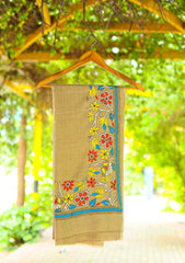 Needle Work Wool Shawl D - 02 - Brown