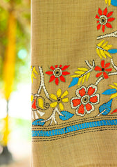 Needle Work Wool Shawl D - 02 - Brown