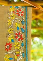 Needle Work Wool Shawl D - 02 - Brown