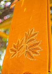 Wool Needle Work Shawl D - 57 - Mustard