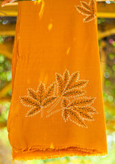 Wool Needle Work Shawl D - 57 - Mustard