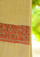 Pashmina Kashmiri Work Shawl D - 01 - Brown